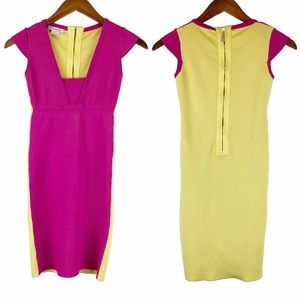 Pinko Pink & Yellow Colorblock Bodycon Dress S